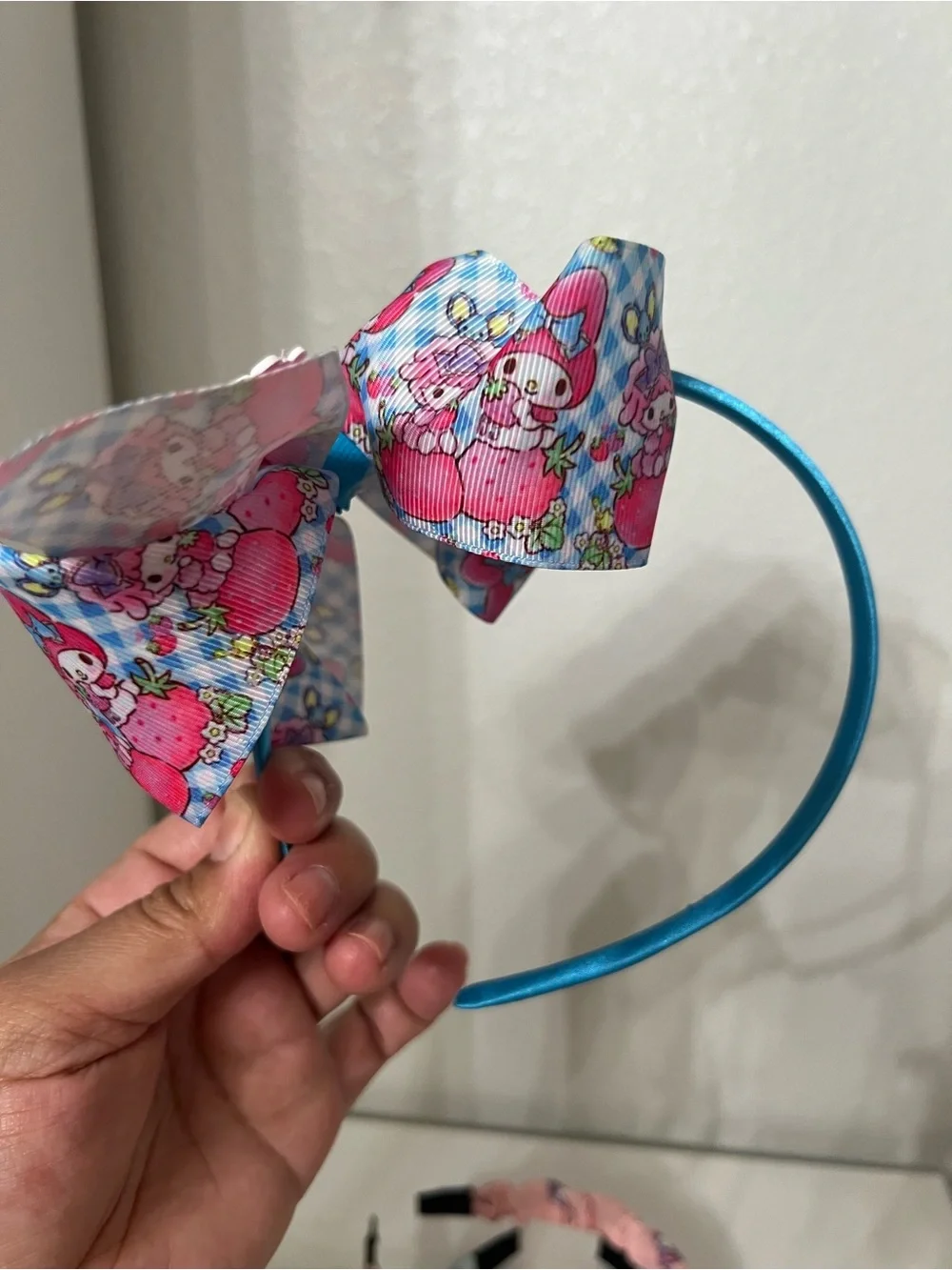 Sanrio My Melody Pink & Blue Character Hair Bows with Green Socks bundle